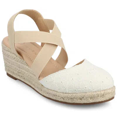Journee Women's Ashlee Medium And Wide Width Espadrille Wedge Sandals In White