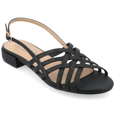 Journee Women's Cassandra Flat Sandals In Black