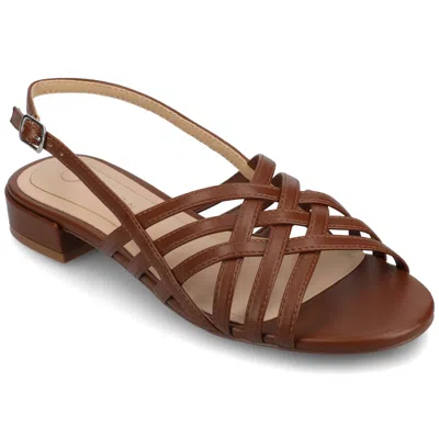 Journee Women's Cassandra Flat Sandals In Brown