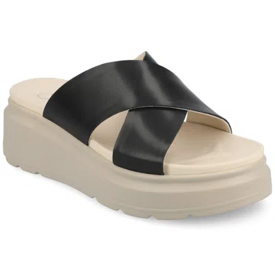 Journee Women's Cathie Wedge Sandals In Black