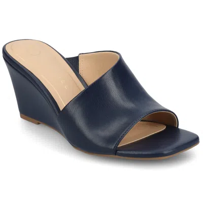 Journee Women's Clementine Wedge Sandals In Blue