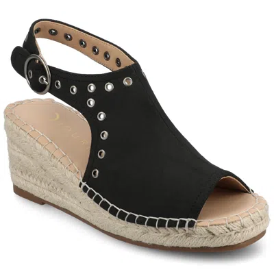 Journee Women's Crisie Espadrille Wedge Sandals In Black