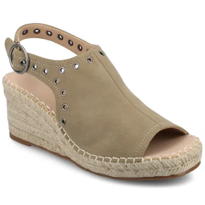Journee Women's Crisie Espadrille Wedge Sandals In Grey
