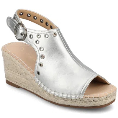 Journee Women's Crisie Espadrille Wedge Sandals In Silver