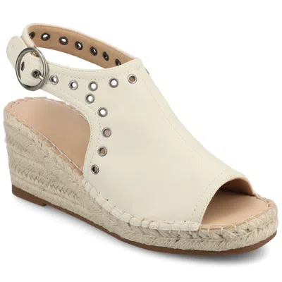 Journee Women's Crisie Espadrille Wedge Sandals In White