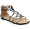 Journee Women's Genneva Medium And Wide Width Flat Sandals In Silver