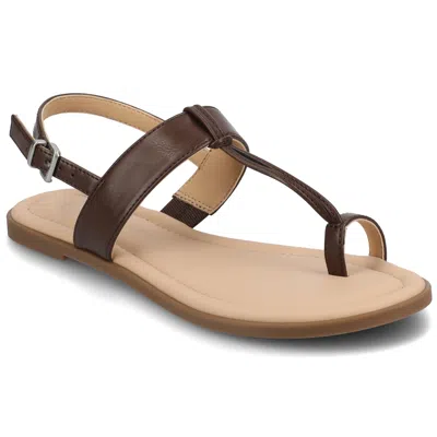 Journee Women's Gerra Flat Sandals In Brown