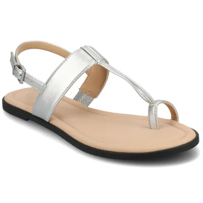Journee Women's Gerra Flat Sandals In Silver