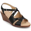 Journee Women's Kedzieii Medium And Wide Width Wedge Sandals In Black