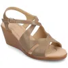 Journee Women's Kedzieii Medium And Wide Width Wedge Sandals In Grey