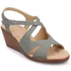 Journee Women's Kedzieii Medium And Wide Width Wedge Sandals In Grey