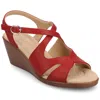 Journee Women's Kedzieii Medium And Wide Width Wedge Sandals In Red