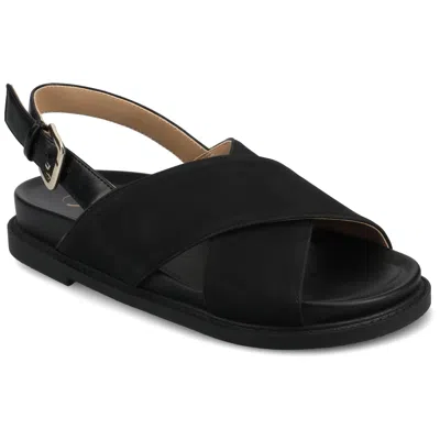 Journee Women's Marinna Flat Sandals In Black