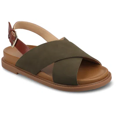 Journee Women's Marinna Flat Sandals In Green