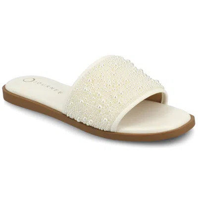 Journee Women's Precly Evening Flat Sandals In White