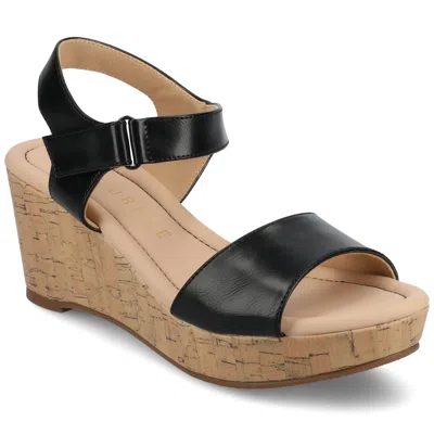Journee Women's Ranae Platform Wedge Sandals In Black