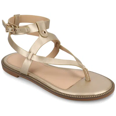 Journee Women's Tangie Flat Sandals In White
