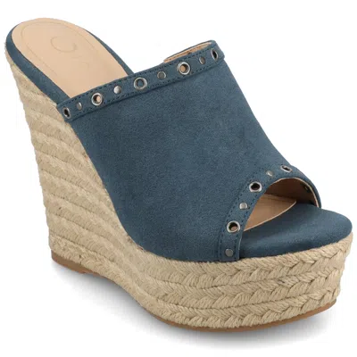Journee Women's Yari Espadrille Wedge Sandals In Blue