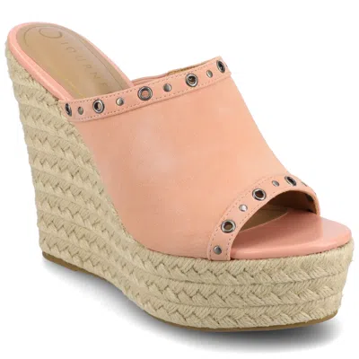 Journee Women's Yari Espadrille Wedge Sandals In Pink