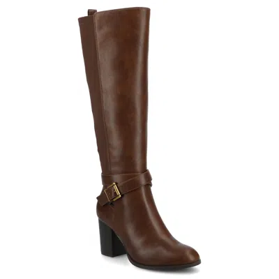 Journee Womens Avalonn Knee High Extra Wide-calf Dress Boots In Brown