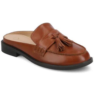 Journee Womens Azura Tassel Mule Loafer In Brown