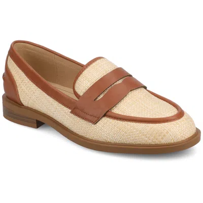 Journee Womens Brooks Medium And Wide Width Penny Loafer In Neutral