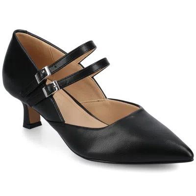 Journee Womens Carnation Medium And Wide Width Kitten Heel Mary Jane Pumps In Black
