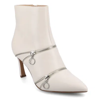 Journee Womens Catoa Zipper Detail Dress Booties In White