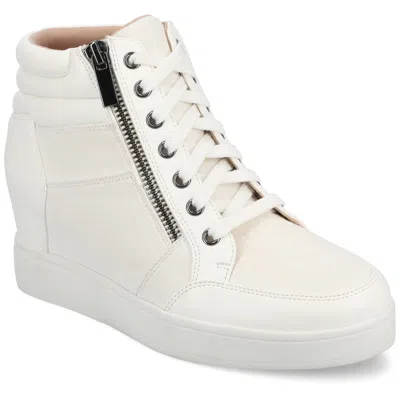 Journee Womens Clarity High Top Wedge Sneaker In White