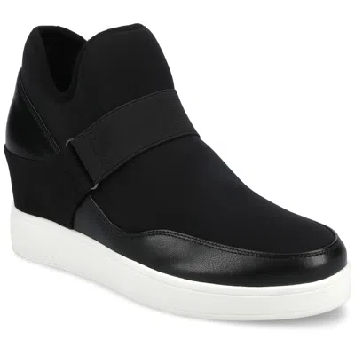 Journee Womens Damari High Top Stretch Wedge Sneaker In Black