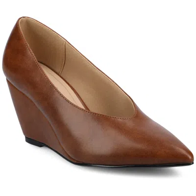 Journee Womens Danika Dress Wedges In Brown