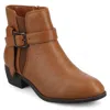 Journee Womens Devina Medium And Wide Width Buckle Detail Ankle Booties In Brown