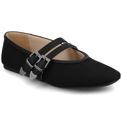 Journee Womens Florene Casual Mary Jane Flats In Black