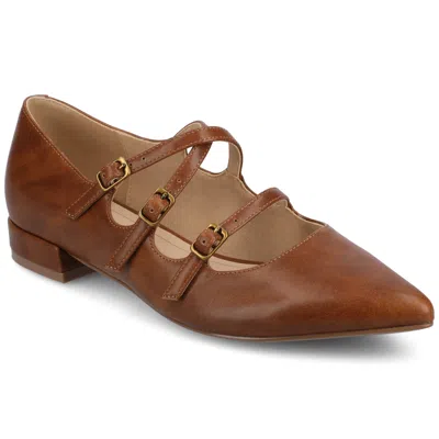 Journee Womens Gretel Multistrap Ballet Pumps In Brown