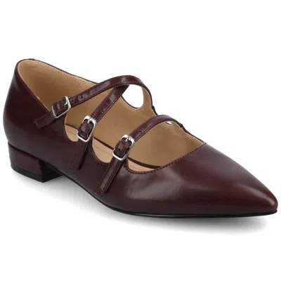 Journee Womens Gretel Multistrap Ballet Pumps In Burgundy