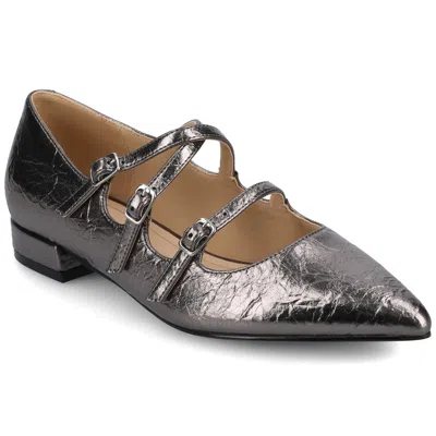 Journee Womens Gretel Multistrap Ballet Pumps In Silver