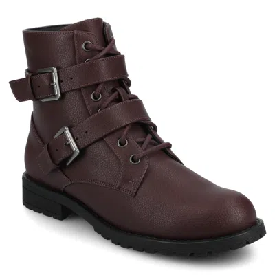 Journee Womens Juliah Buckle Detail Lace-up Ankle Boots In Brown