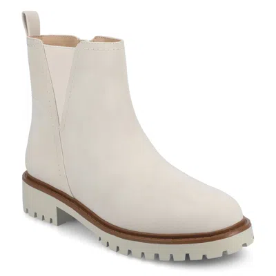 Journee Womens Junnah Medium And Wide Width Pull-on Chelsea Boots In White