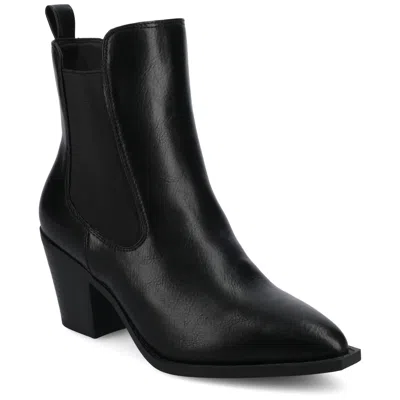 Journee Womens Rosemary Western Chelsea Booties In Black
