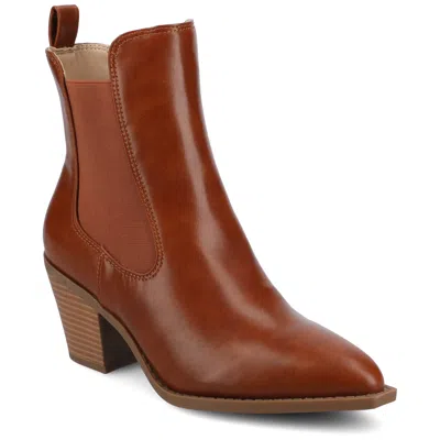 Journee Womens Rosemary Western Chelsea Booties In Animal Print