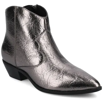Journee Womens Taliah Medium And Wide Width Western Ankle Booties In Silver
