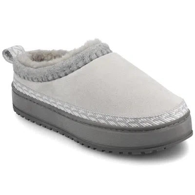 Journee Womens Tarika Sherpa Mule Slipper In Gray