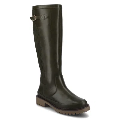 Journee Womens Zemmie Knee High Casual Quilted Boots In Green
