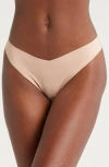 Journelle Estelle Lace Trim Stretch Cotton Thong In Blush
