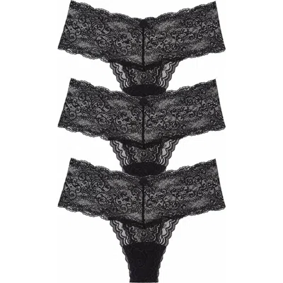 Journelle Sapna 3-pack Mid Rise Thongs In Noir
