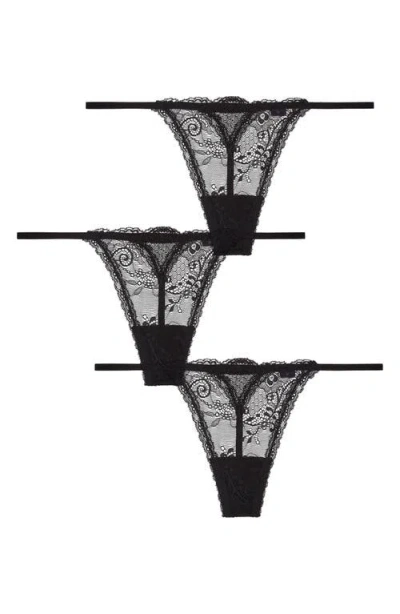 Journelle Sapna Assorted 3-pack G-string Thongs In Noir