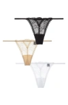 Journelle Sapna Assorted 3-pack G-string Thongs In Noir/lune/naturelle