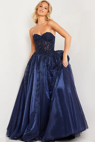 Jovani 00915 Long Prom Ball Gown In Blue