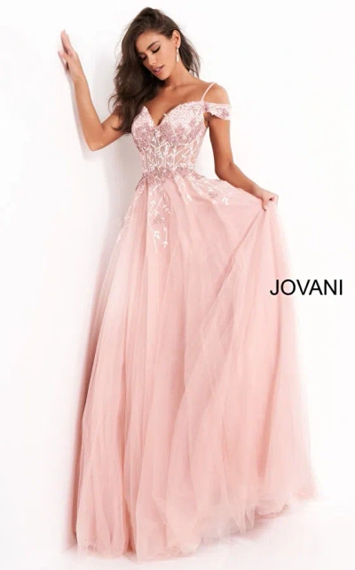 Jovani 02022 A Line Long Formal Prom Floral Dress In Multi