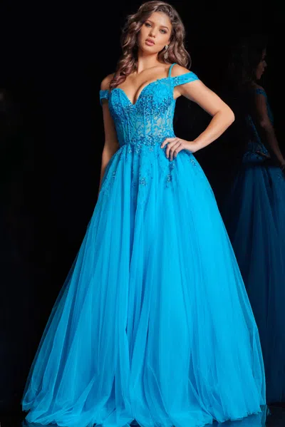 Jovani 02022 Prom Formal Evening Long Gown In Blue
